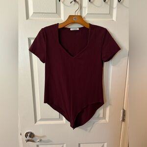 Maroon Short sleeve Bodysuit